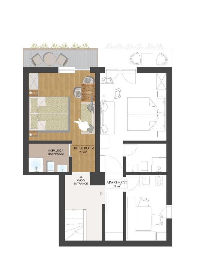 Apartments And Rooms Razen Бохин Екстериор снимка